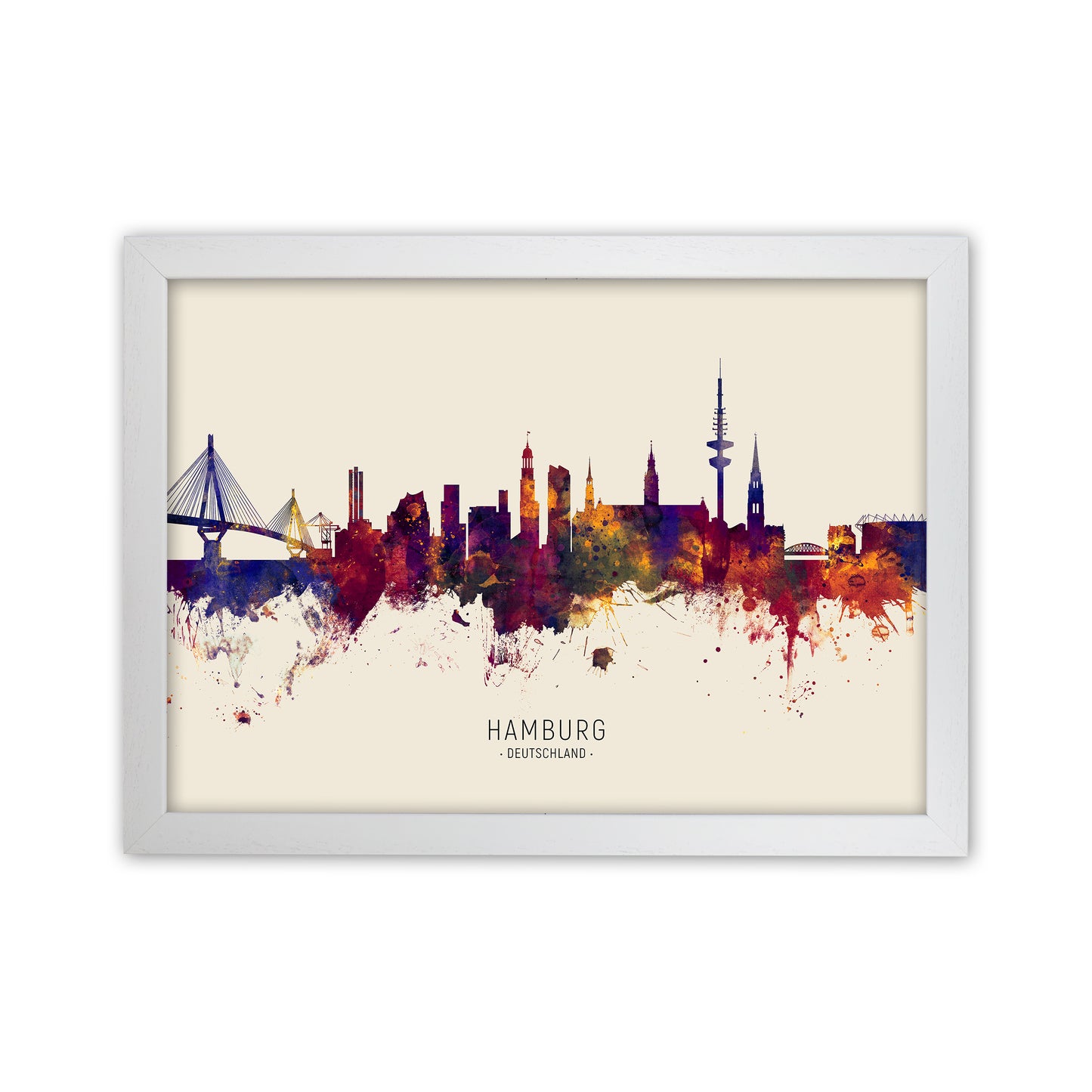 Hamburg Deutschland Skyline Autumn City Name Art Print by Michael Tompsett White Grain