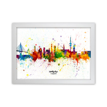 Hamburg Germany Skyline Splash Art Print by Michael Tompsett White Grain