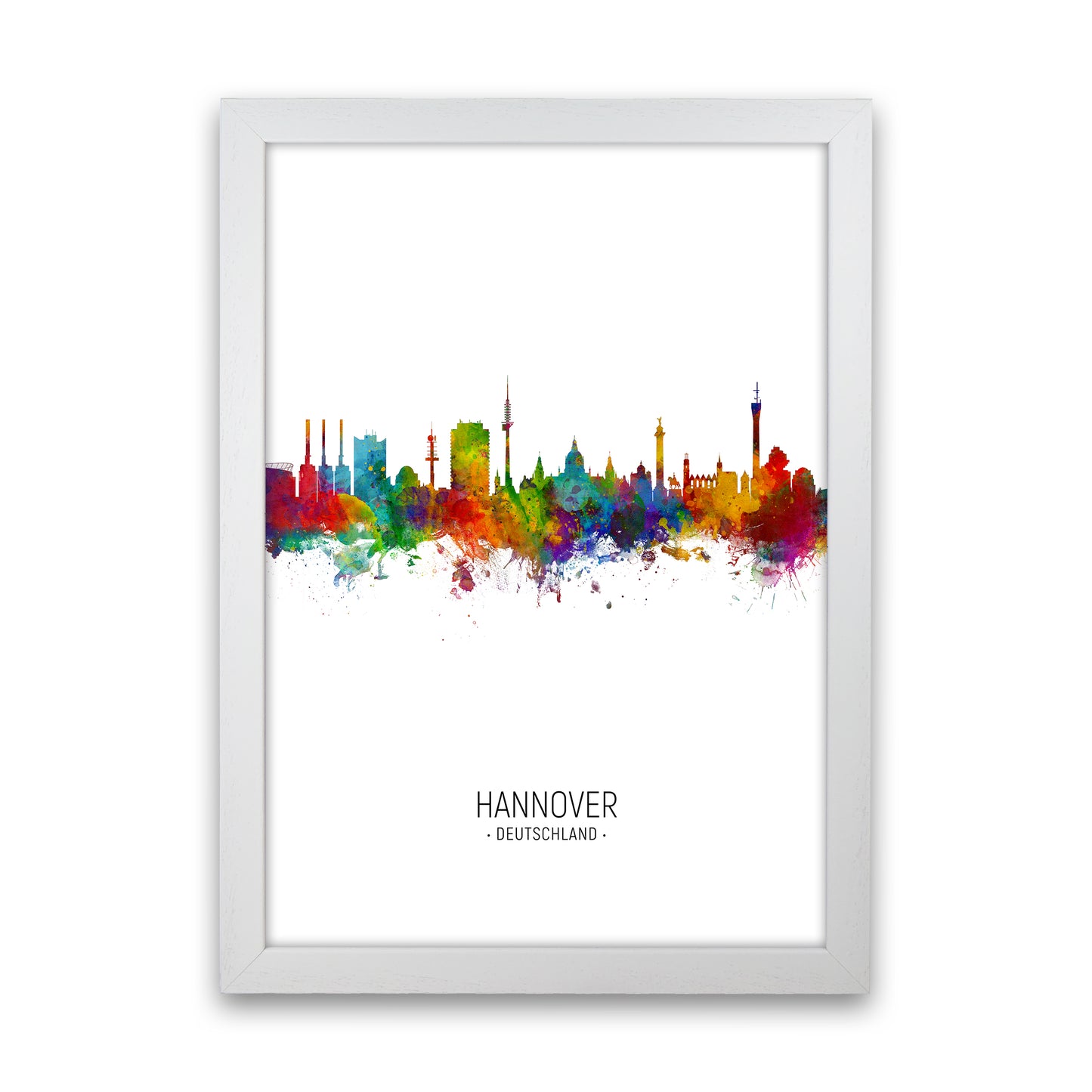 Hannover Germany Skyline Portrait Art Print by Michael Tompsett White Grain