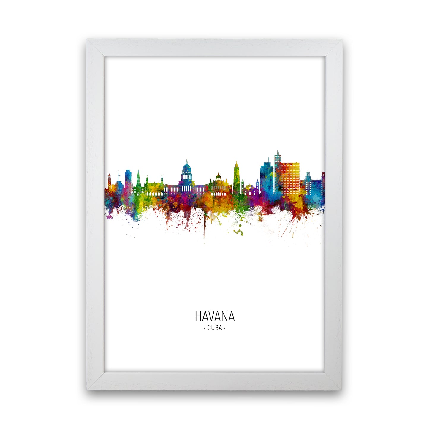 Havana Cuba Skyline Portrait Art Print by Michael Tompsett White Grain