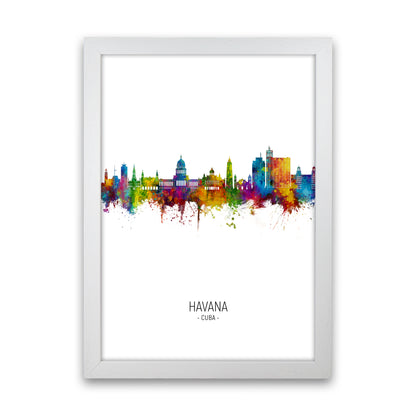 Havana Cuba Skyline Portrait Art Print by Michael Tompsett White Grain