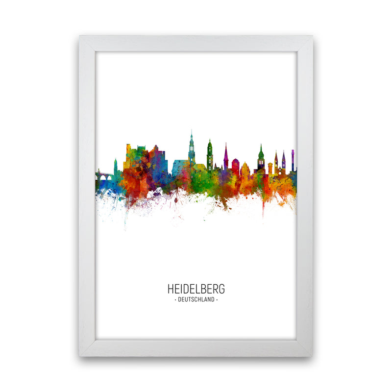 Heidelberg Germany Skyline Portrait Art Print by Michael Tompsett White Grain