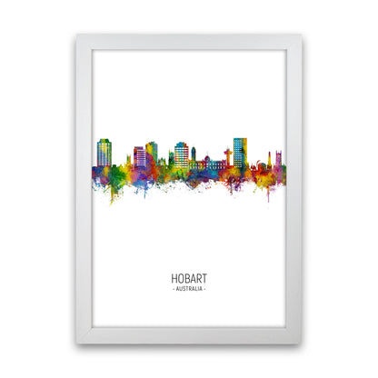 Hobart Australia Skyline Portrait Art Print by Michael Tompsett White Grain
