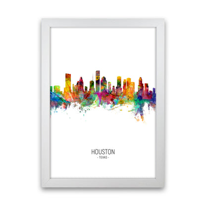 Houston Texas Skyline Portrait Art Print by Michael Tompsett White Grain