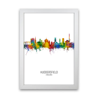 Huddersfield England Skyline Portrait Art Print by Michael Tompsett White Grain