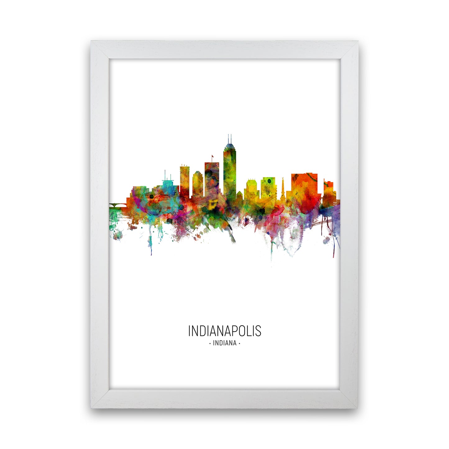 Indianapolis Indiana Skyline Portrait Art Print by Michael Tompsett White Grain