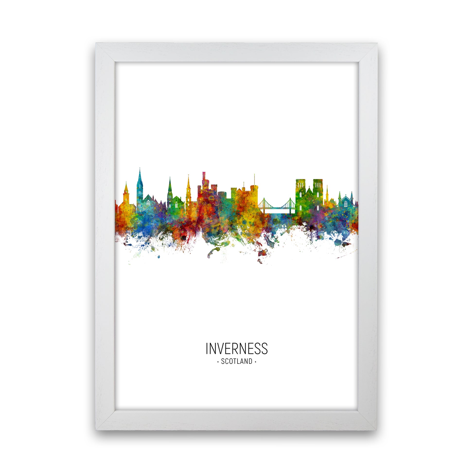 Inverness Scotland Skyline Portrait Art Print by Michael Tompsett White Grain