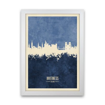 Inverness Scotland Skyline Portrait Navy Art Print by Michael Tompsett White Grain