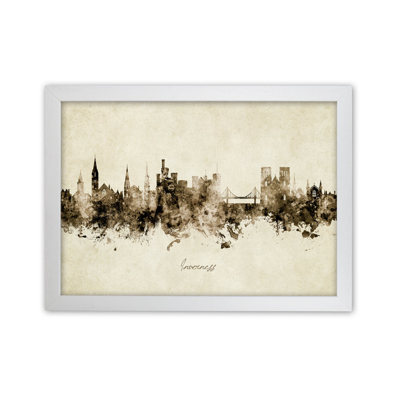 Inverness Scotland Skyline Vintage Art Print by Michael Tompsett White Grain