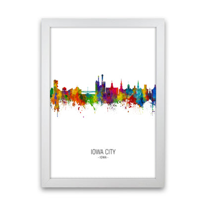 Iowa City Iowa Skyline Portrait Art Print by Michael Tompsett White Grain