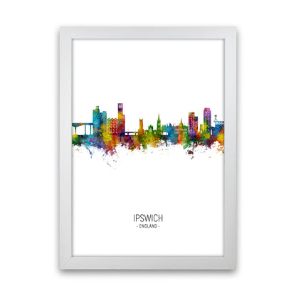 Ipswich England Skyline Portrait Art Print by Michael Tompsett White Grain