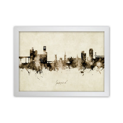 Ipswich England Skyline Vintage Art Print by Michael Tompsett White Grain
