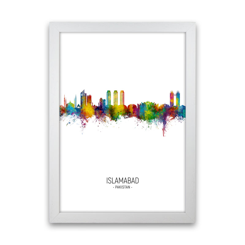 Islamabad Pakistan Skyline Portrait Art Print by Michael Tompsett White Grain