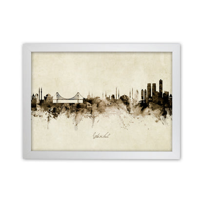 Istanbul Turkey Skyline Vintage Art Print by Michael Tompsett White Grain