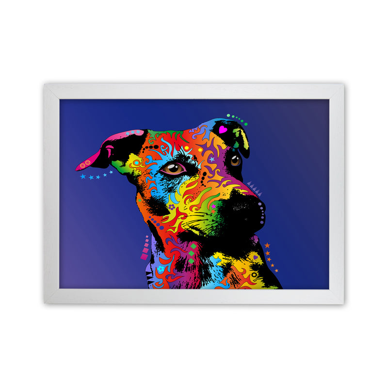 Jack Russell Dog Blue Art Print by Michael Tompsett White Grain