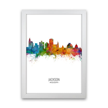 Jackson Mississippi Skyline Portrait Art Print by Michael Tompsett White Grain
