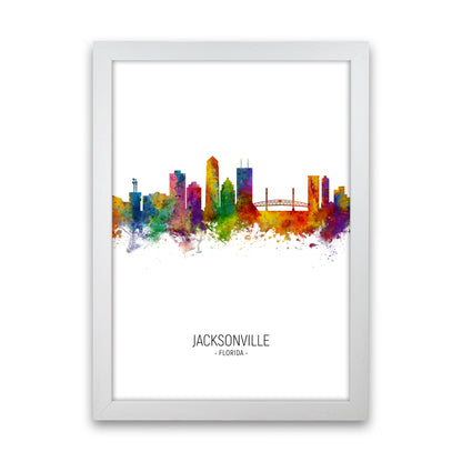 Jacksonville Florida Skyline Portrait Art Print by Michael Tompsett White Grain