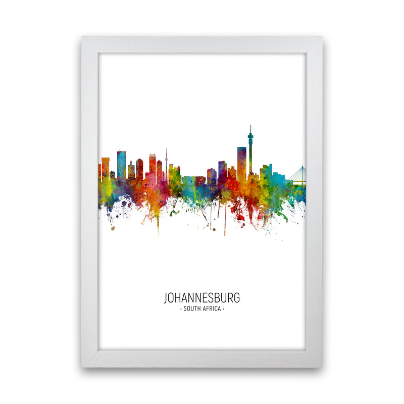 Johannesburg South Africa Skyline Portrait Art Print by Michael Tompsett White Grain