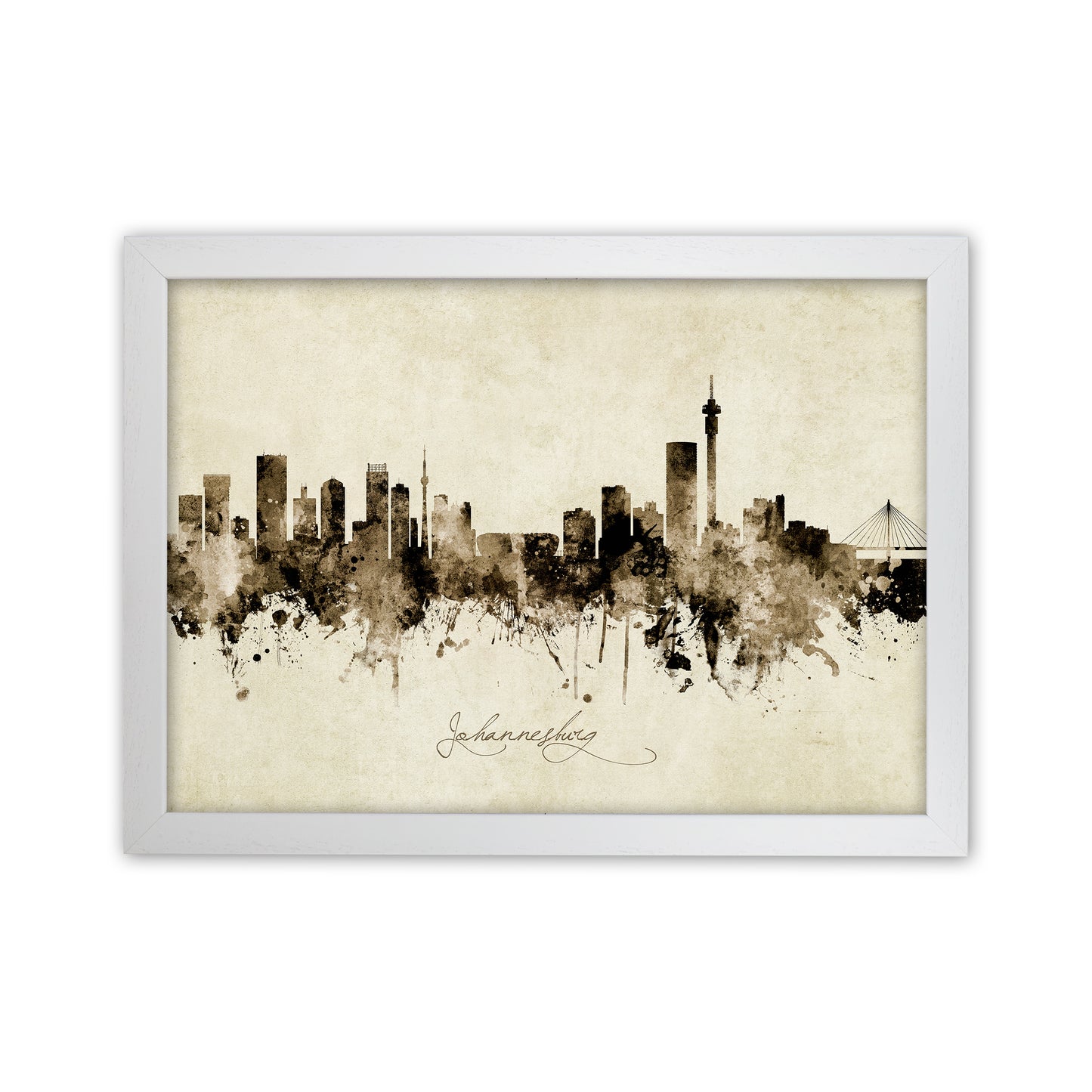 Johannesburg South Africa Skyline Vintage Art Print by Michael Tompsett White Grain