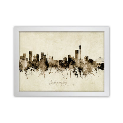 Johannesburg South Africa Skyline Vintage Art Print by Michael Tompsett White Grain