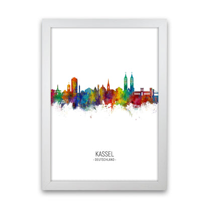 Kassel Germany Skyline Portrait Art Print by Michael Tompsett White Grain
