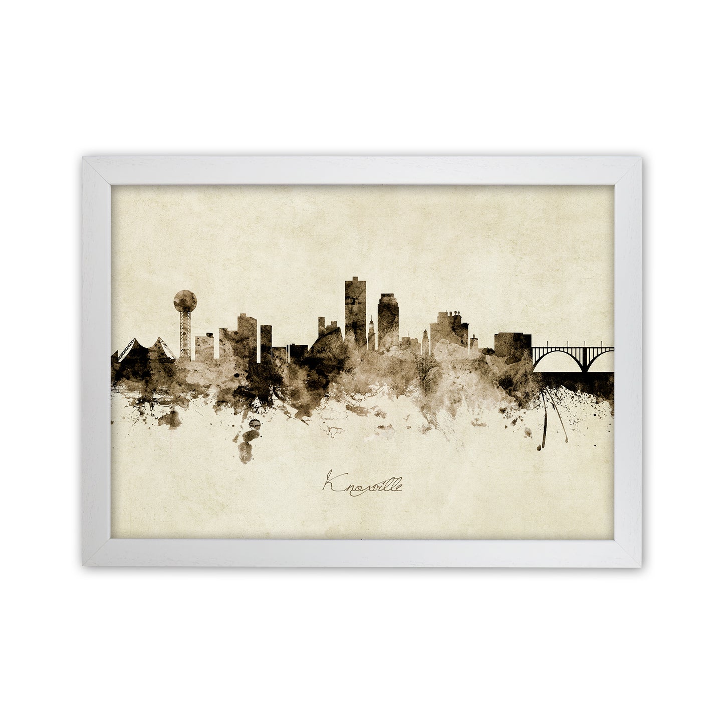 Knoxville Tennessee Skyline Vintage Art Print by Michael Tompsett White Grain