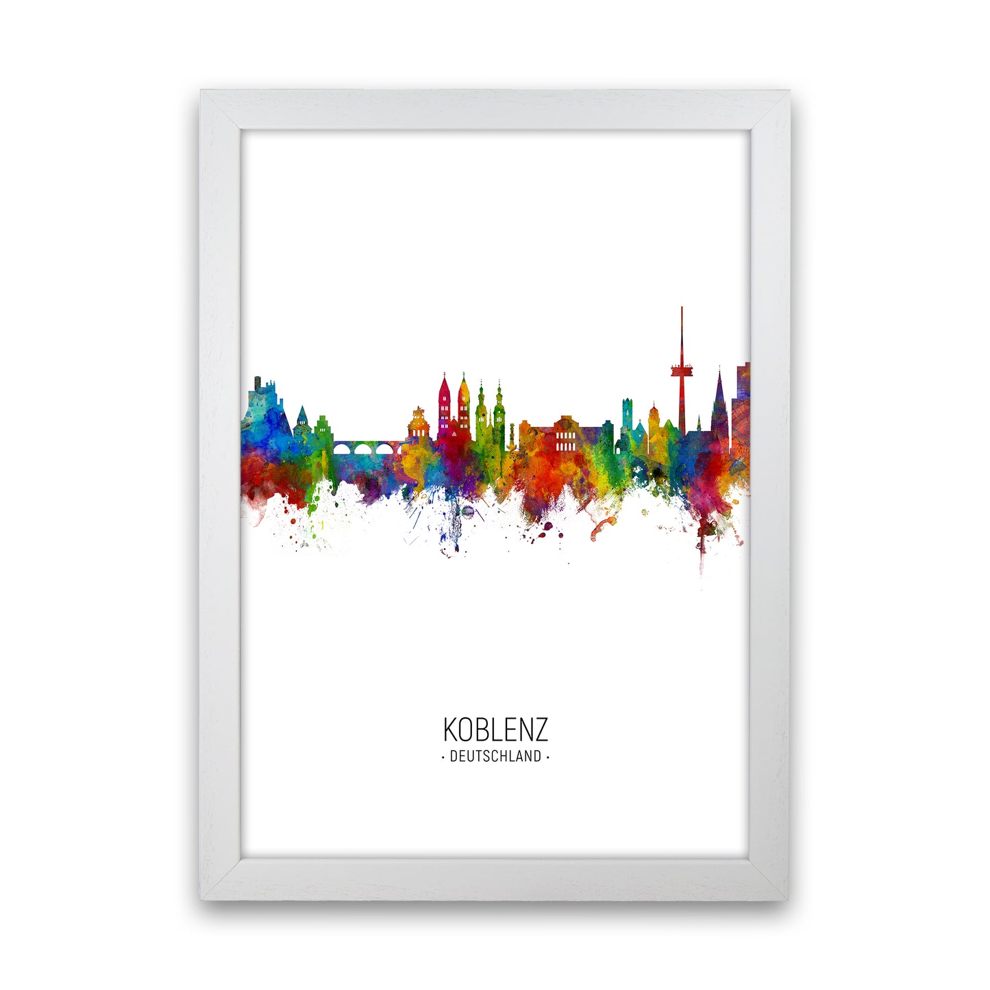 Koblenz Germany Skyline Portrait Art Print by Michael Tompsett White Grain