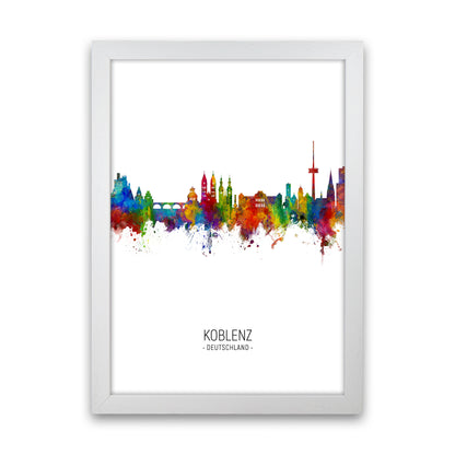 Koblenz Germany Skyline Portrait Art Print by Michael Tompsett White Grain