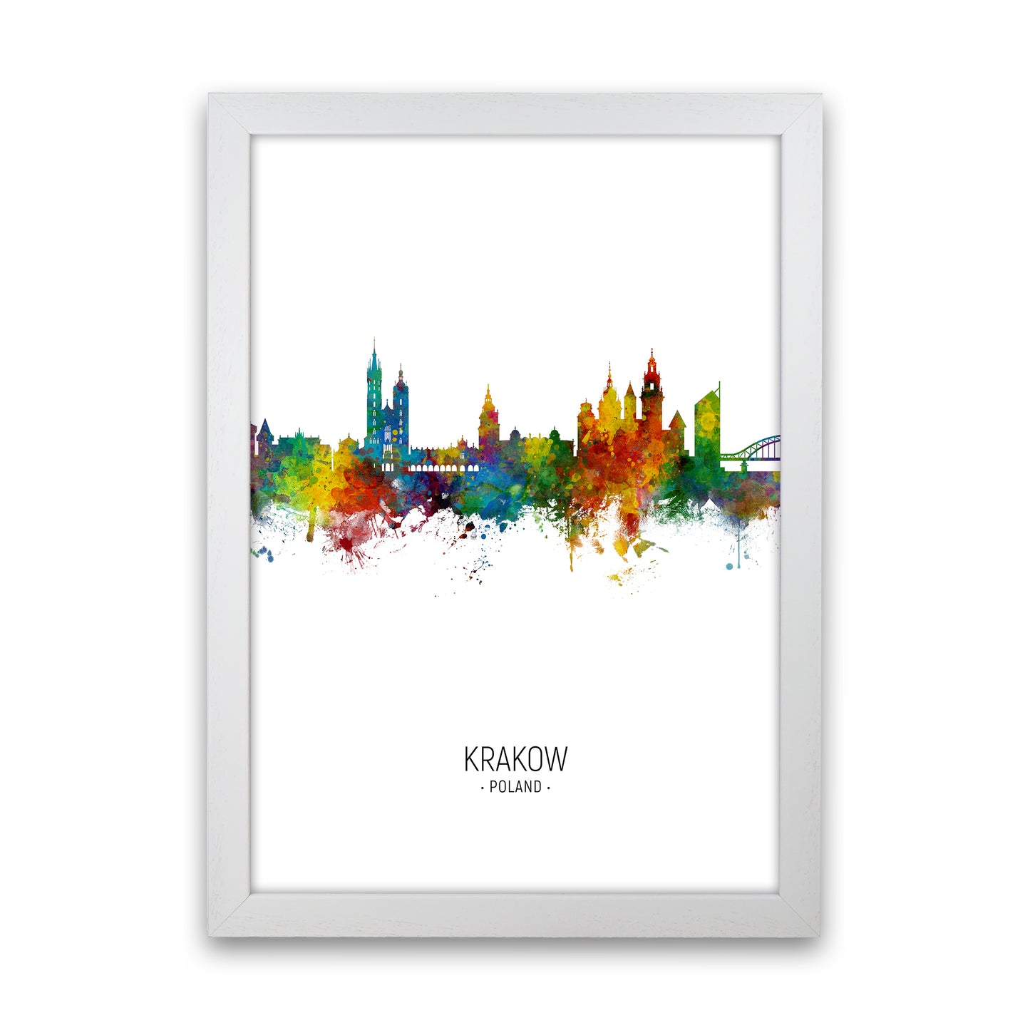 Krakow Poland Skyline Portrait Art Print by Michael Tompsett White Grain