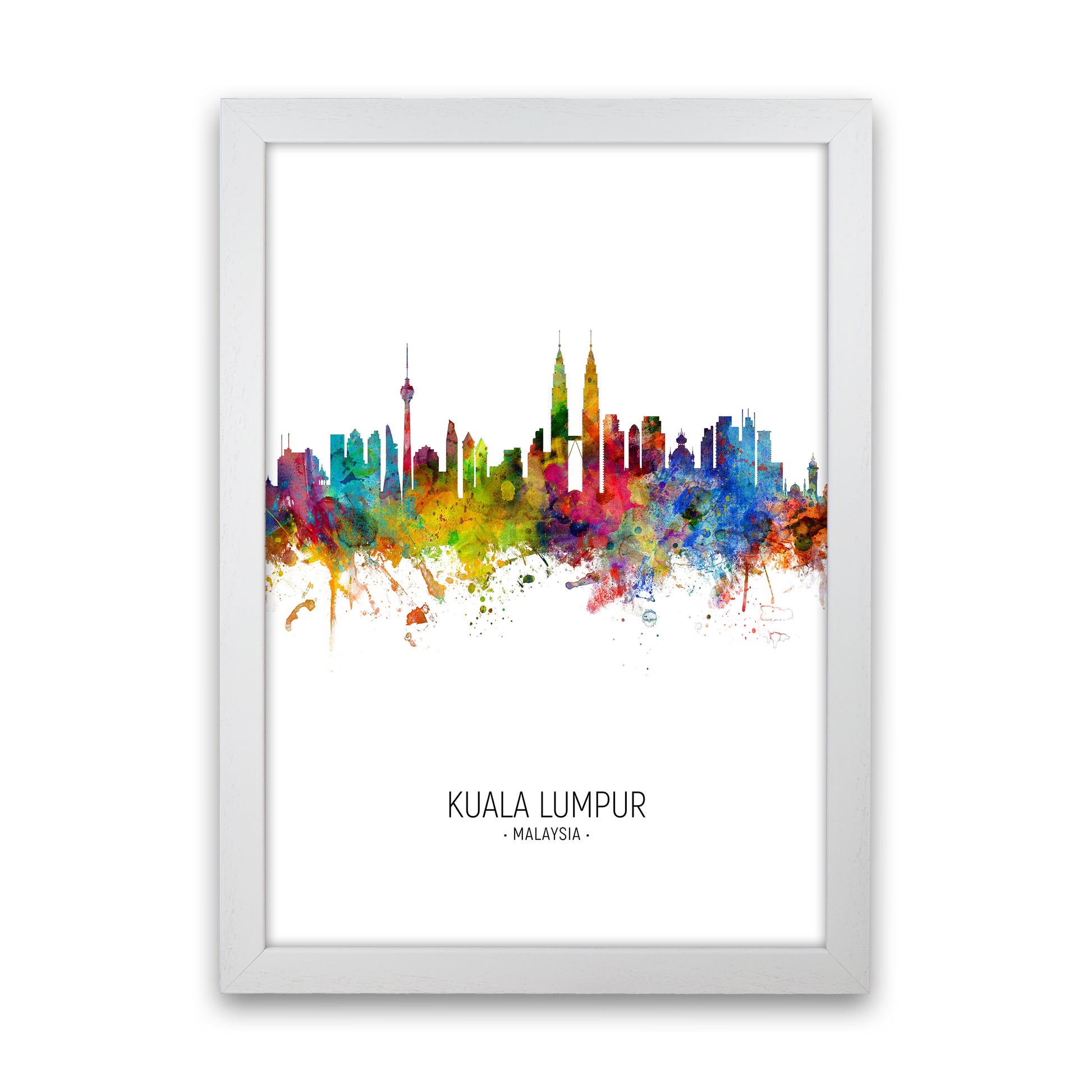 Kuala Lumpur Malaysia Skyline Portrait Art Print by Michael Tompsett White Grain