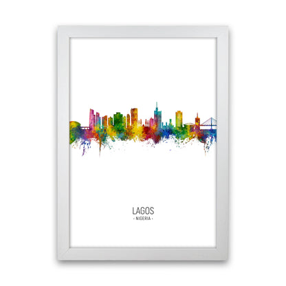 Lagos Nigeria Skyline Portrait Art Print by Michael Tompsett White Grain