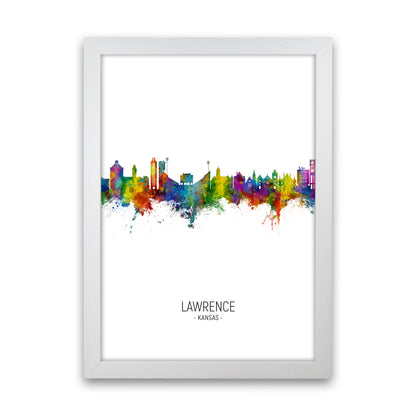 Lawrence Kansas Skyline Portrait Art Print by Michael Tompsett White Grain