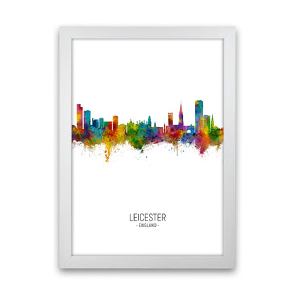Leicester England Skyline Portrait Art Print by Michael Tompsett White Grain