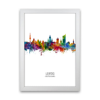 Leipzig Germany Skyline Portrait Art Print by Michael Tompsett White Grain