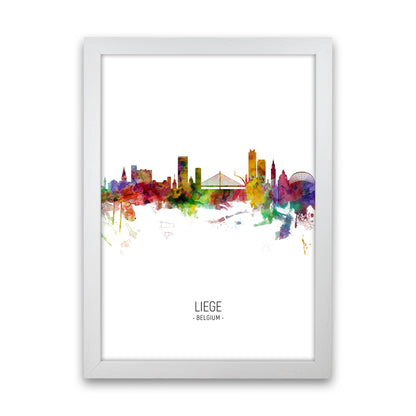 Liege Belgium Skyline Portrait Art Print by Michael Tompsett White Grain