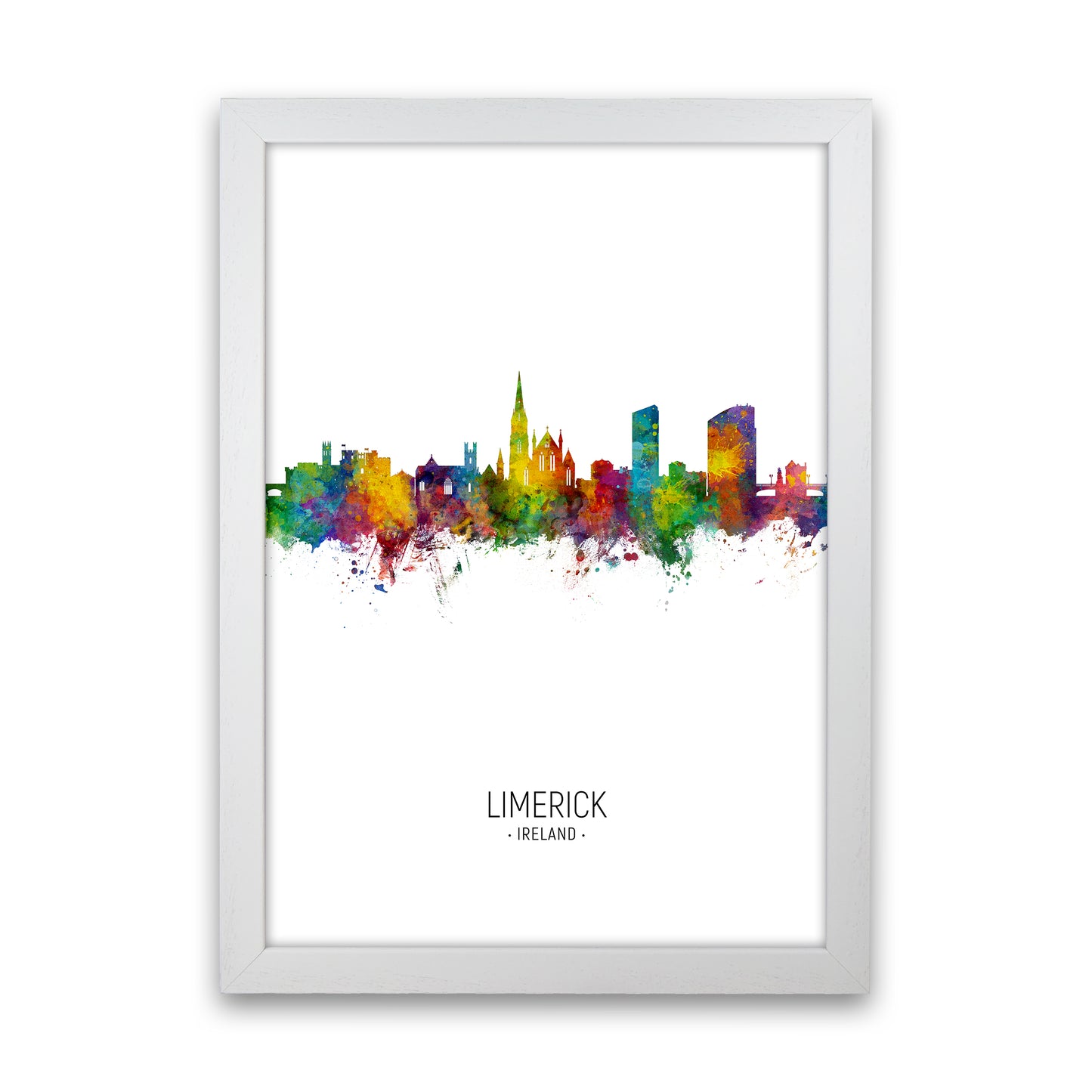 Limerick Ireland Skyline Portrait Art Print by Michael Tompsett White Grain