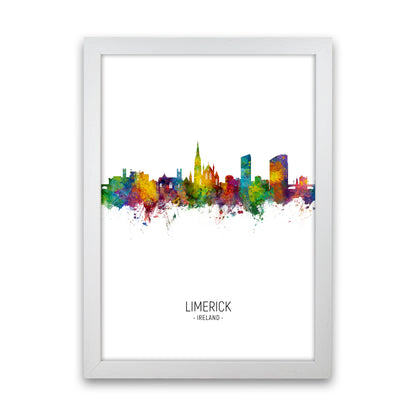 Limerick Ireland Skyline Portrait Art Print by Michael Tompsett White Grain