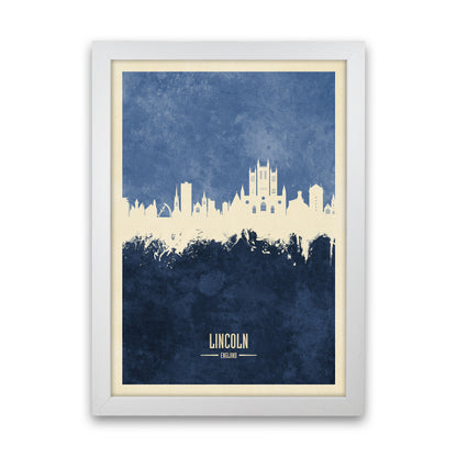 Lincoln England Skyline Portrait Navy Art Print by Michael Tompsett White Grain