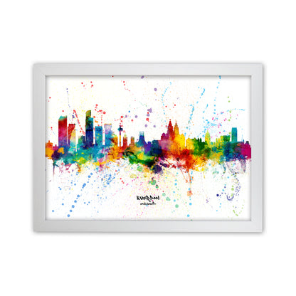 Liverpool England Skyline Splash Art Print by Michael Tompsett White Grain