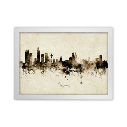 Liverpool England Skyline Vintage Art Print by Michael Tompsett White Grain