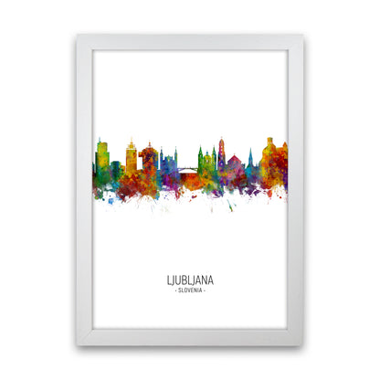 Ljubljana Slovenia Skyline Portrait Art Print by Michael Tompsett White Grain