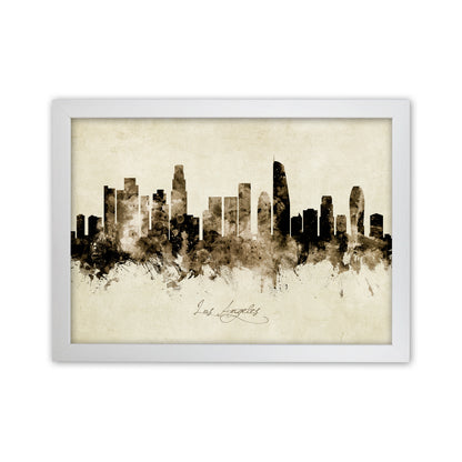 Los Angeles California Skyline Vintage Art Print by Michael Tompsett White Grain