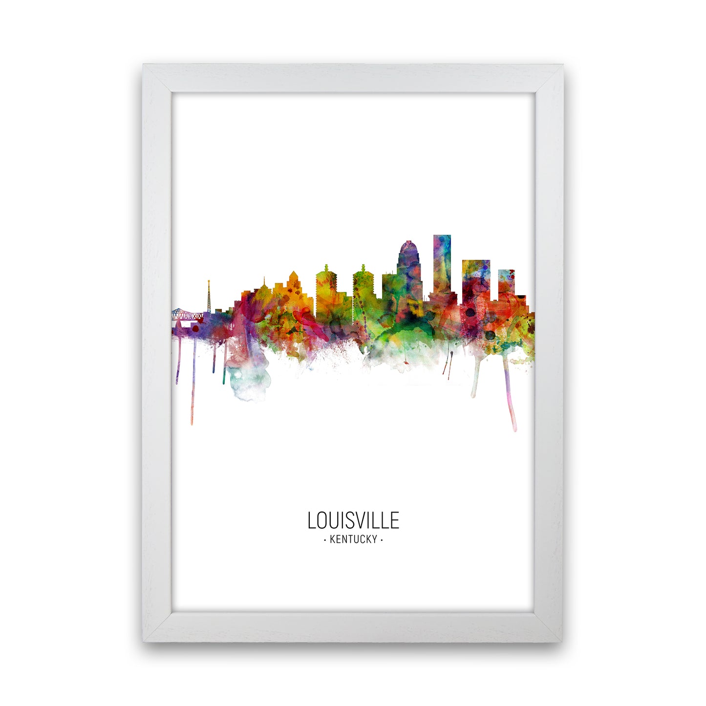 Louisville Kentucky Skyline Portrait Art Print by Michael Tompsett White Grain