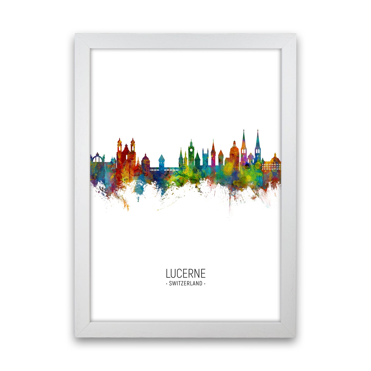 Lucerne Switzerland Skyline Portrait Art Print by Michael Tompsett White Grain