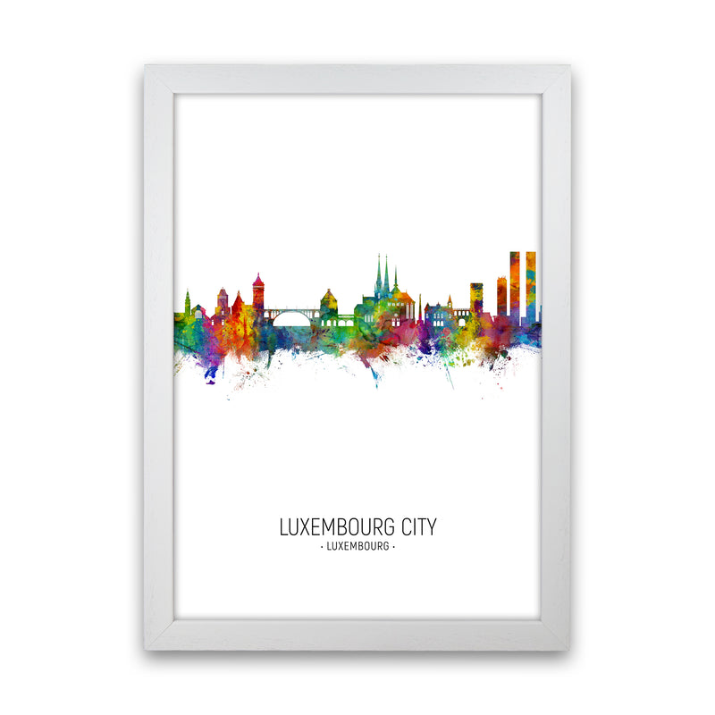 Luxembourg City Luxembourg Skyline Portrait Art Print by Michael Tompsett White Grain