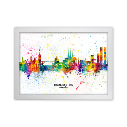 Luxembourg City Luxembourg Skyline Splash Art Print by Michael Tompsett White Grain