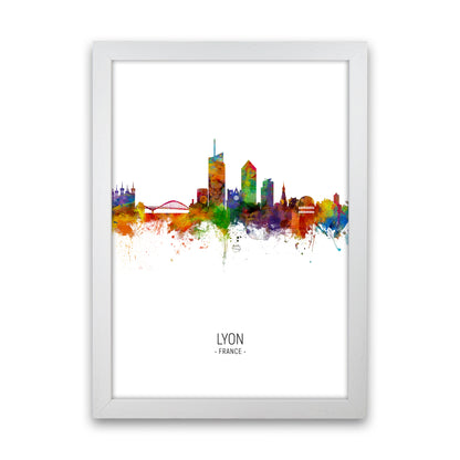 Lyon France Skyline Portrait Art Print by Michael Tompsett White Grain