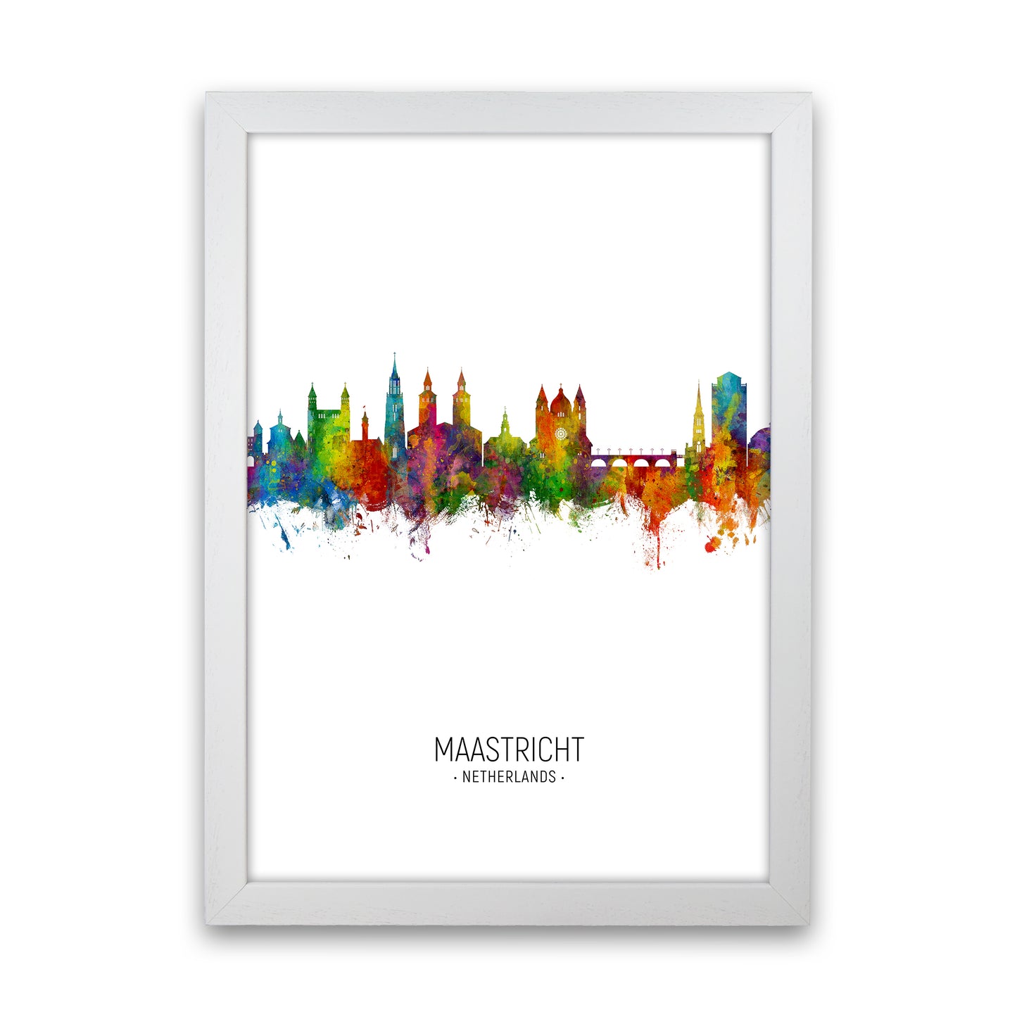 Maastricht Netherlands Skyline Portrait Art Print by Michael Tompsett White Grain