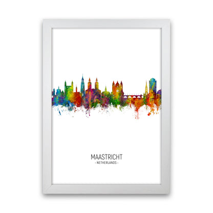 Maastricht Netherlands Skyline Portrait Art Print by Michael Tompsett White Grain