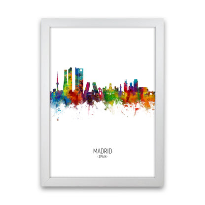 Madrid Spain Skyline Portrait Art Print by Michael Tompsett White Grain